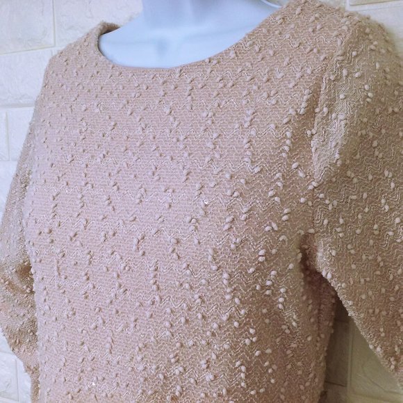 Y2K Jennifer Lopez Textured Knobby Knit Top Sequins -M Back Cut-out Blush Pink - Picture 1 of 11